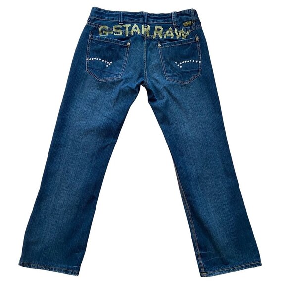 G-Star Raw Mens Jeans 38 Medium Wash Denim Straight Fit Embroidered Back 33-01SE - Picture 1 of 14